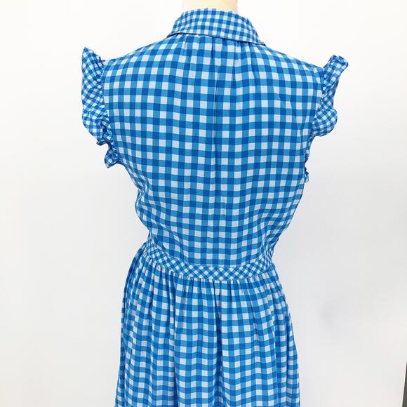 DRAPER JAMES Patio Shirtdress Size 10 Blue White Gingham Flutter Sleeve NWT - Picture 10 of 15